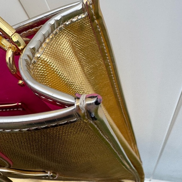 Draper James Metallic Gold "Totes Y'all" Owen Tote Bag Purse - Picture 11 of 17